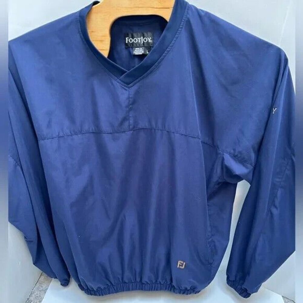 FOOTJOY NAVY PULLOVER Windbreaker Golf Long Sleeve V-Neck‎ Logo size Large